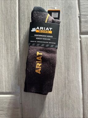 Ariat Black Socks with Gold Logo - Midweight Merino Wool